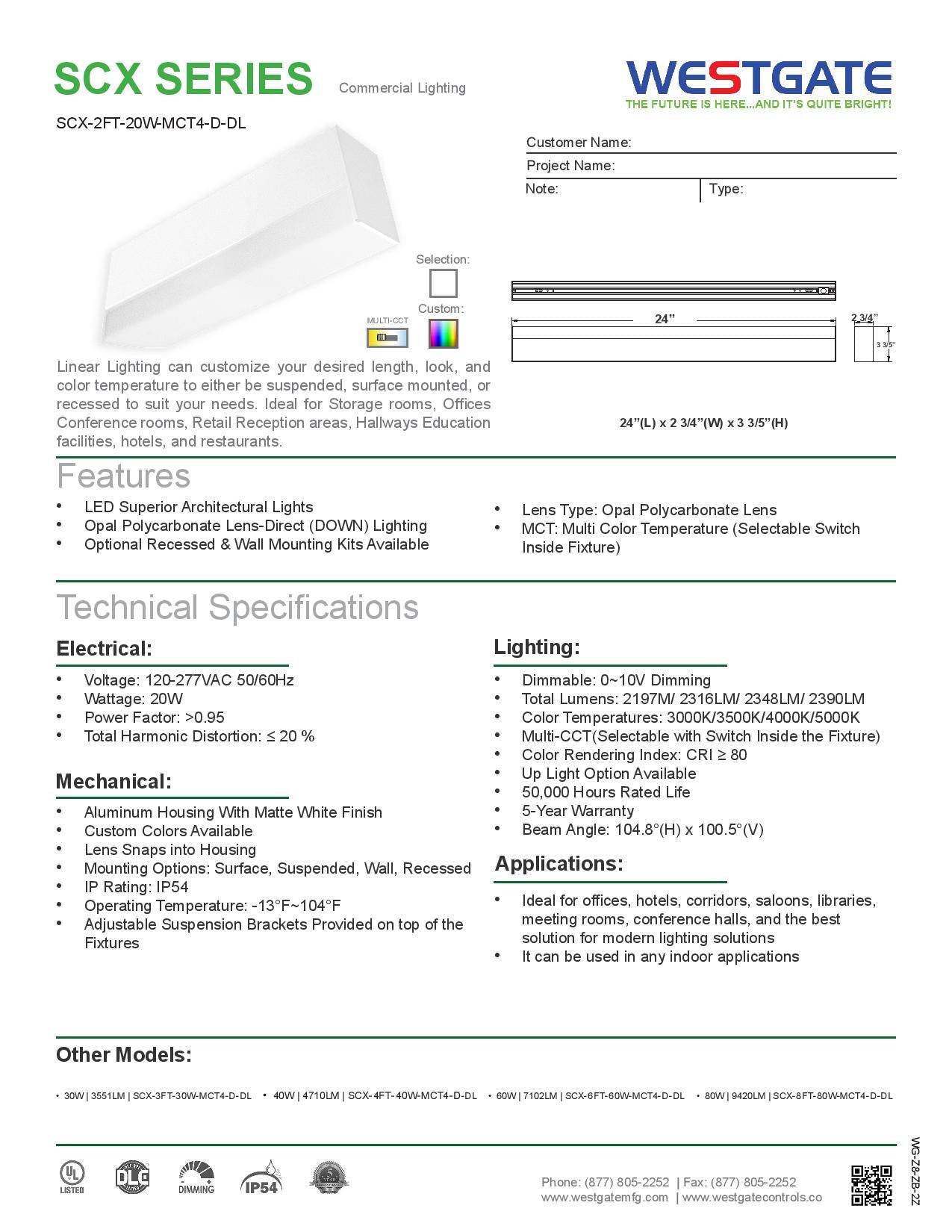LED 2-3/4" Superior Architectural Seamless Linear Lights with Drop Lens 2ft
