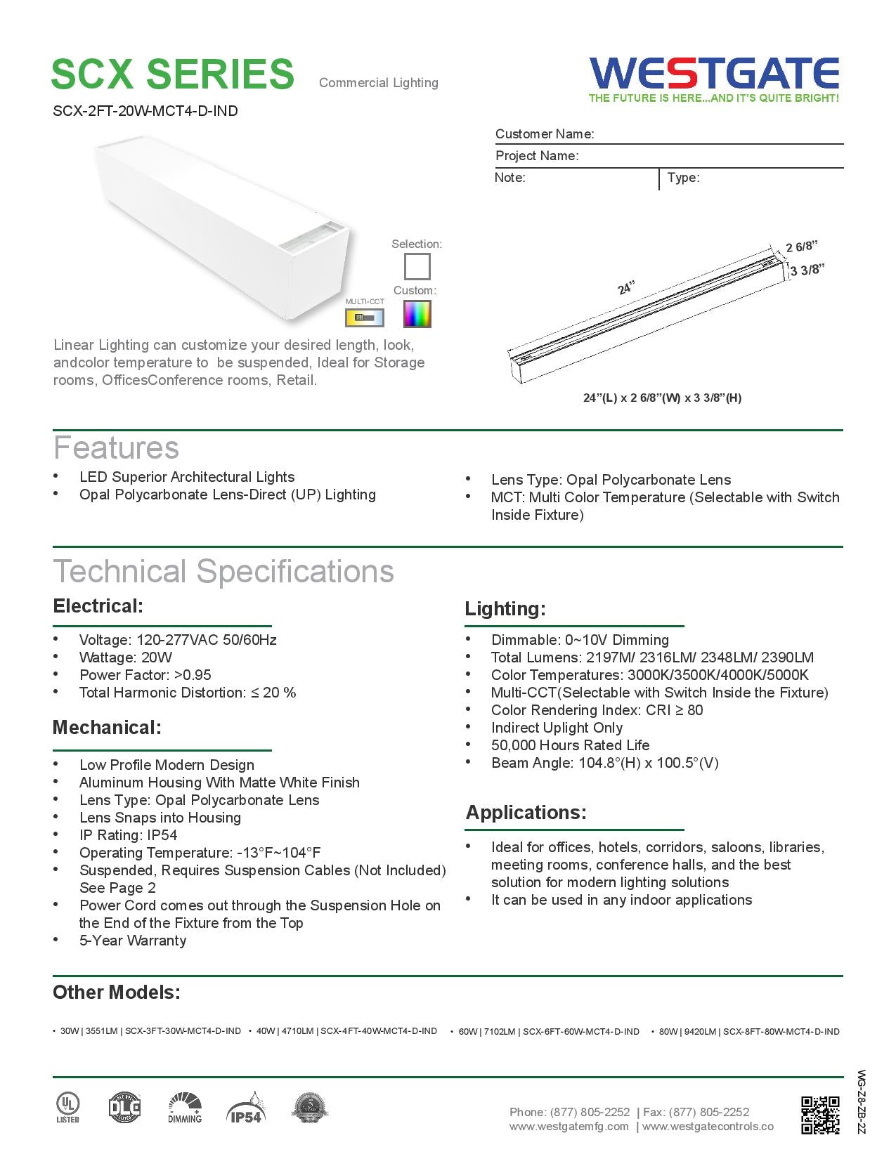 LED 2-3/4" Superior Architectural Seamless Linear Indirect Up Lights - WESTGATE