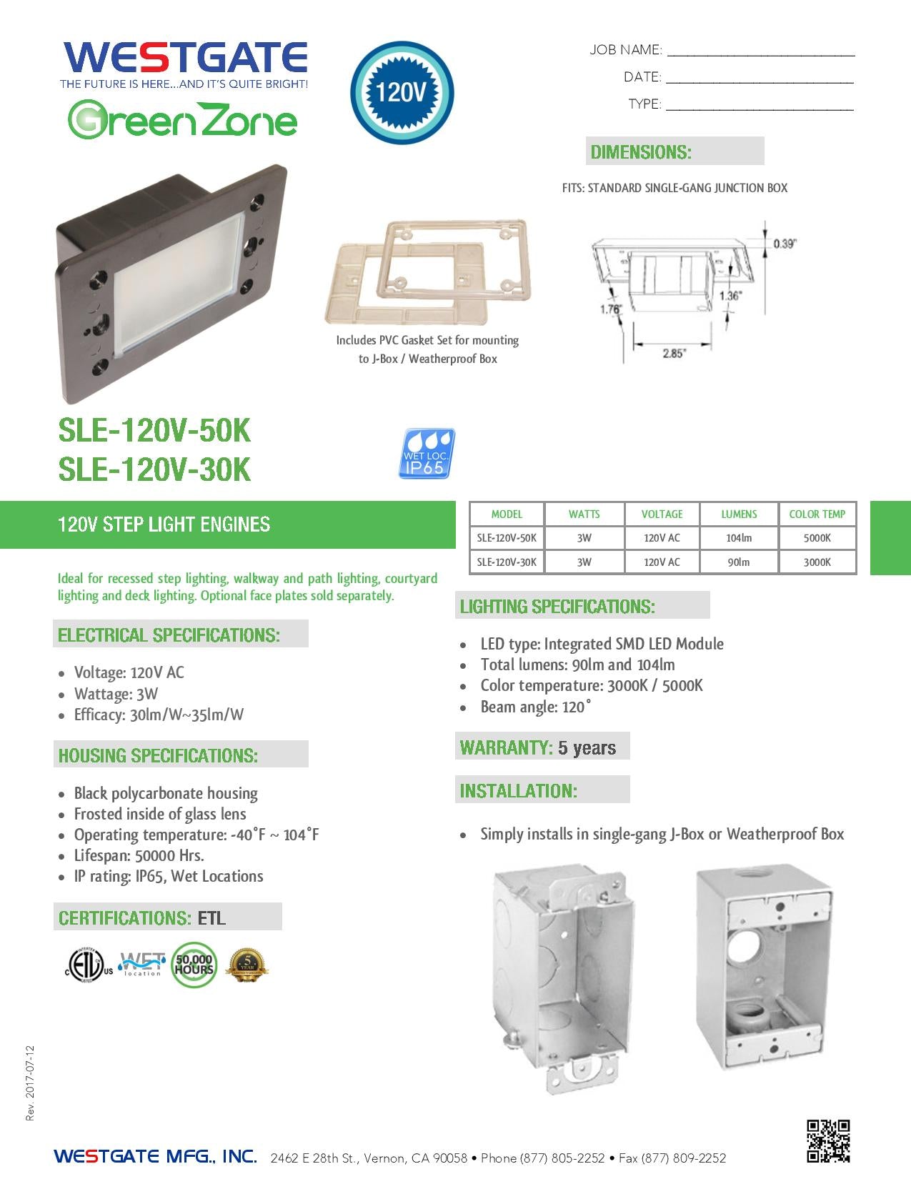 Single-Gang LED Step Light - WESTGATE