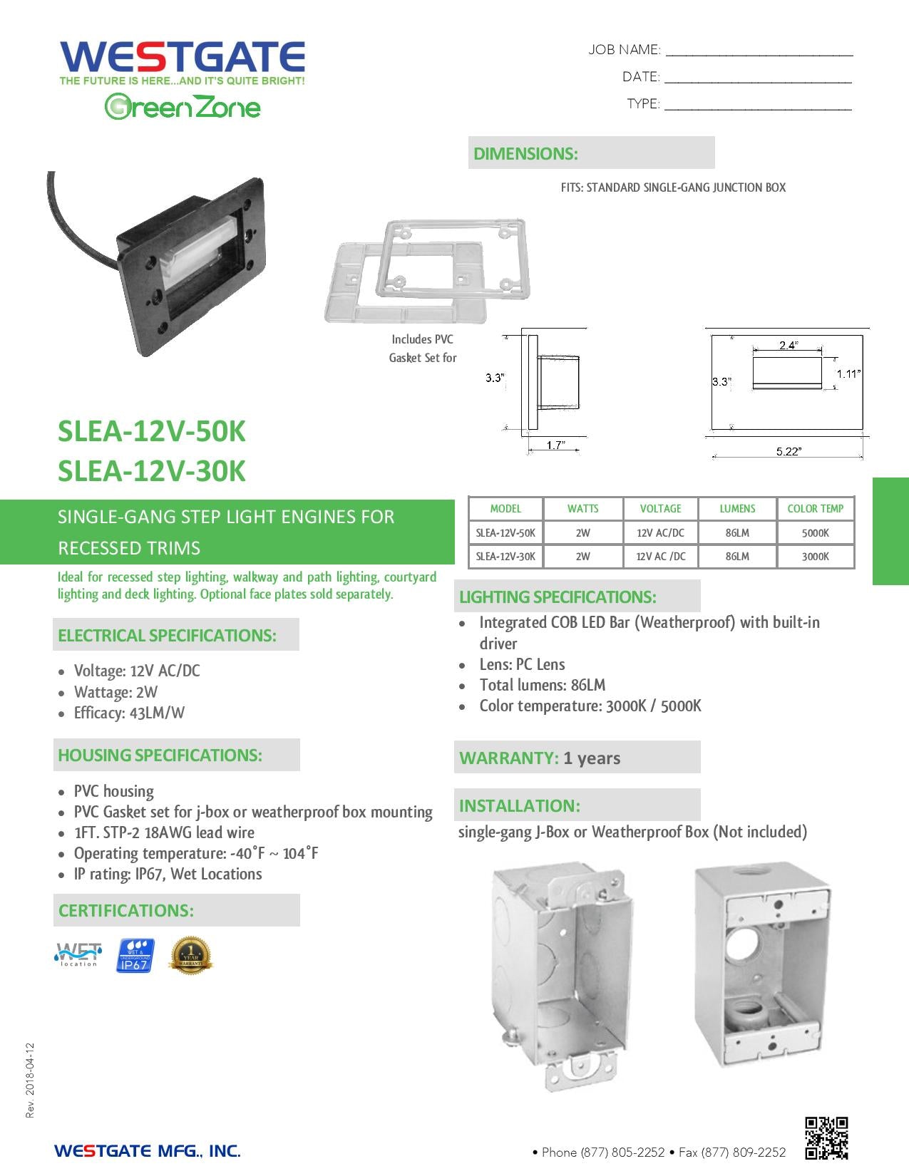 Single-Gang LED Step Light
