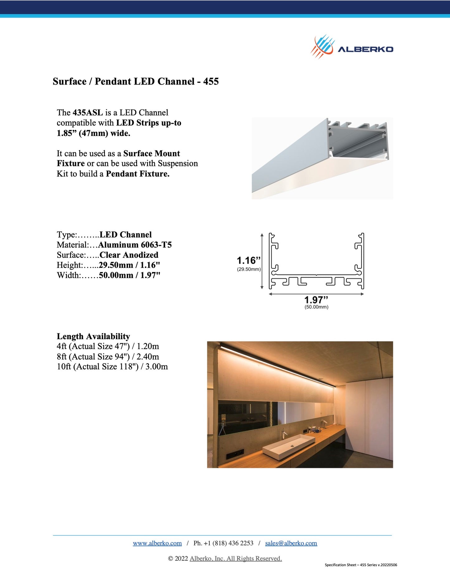 455ASL - Surface / Pendant LED Channel