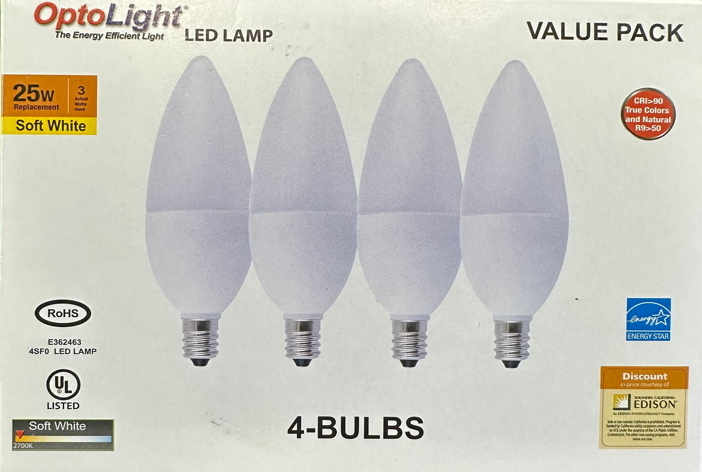 OptoLight LED Bulb Candle 3W 27K Non Dimmable